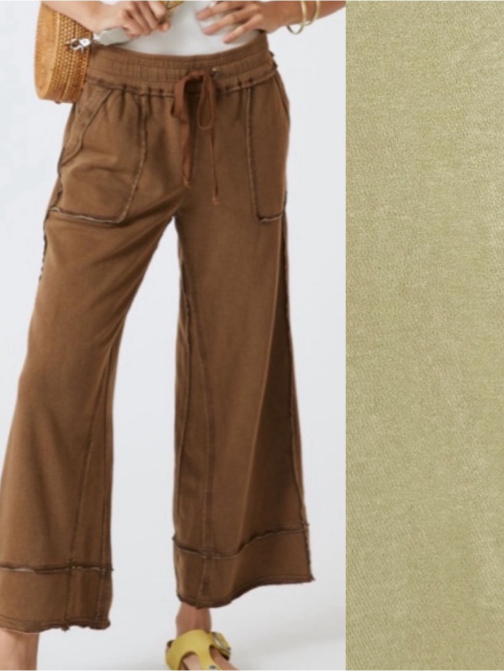 Anthropologie X Daily Practice The Seamed Wide Leg Pants Lounge Olive Green
